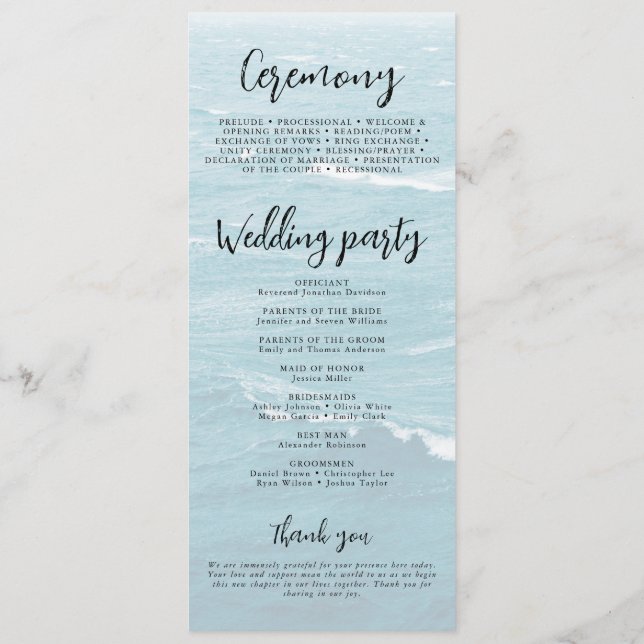 Summer wedding by the blue wavy sea ombre ocean programme (Back)