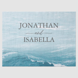 Summer wedding by the blue wavy sea ombre ocean tissue paper