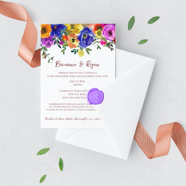 Summer Wedding Colourful Flowers Invitation (Creator Uploaded)