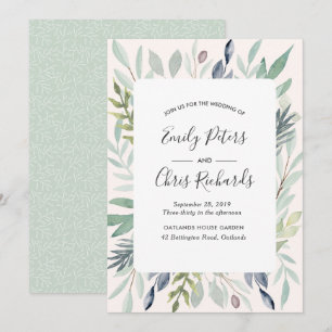 Summer Wedding invitation Green Foliage