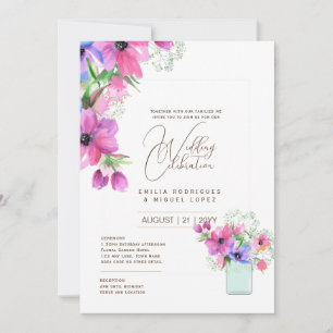 Summer Wedding pretty Flowers Romantic Style Invitation