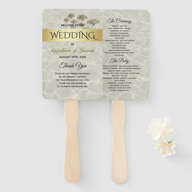 Summer Wedding Program Hand Fan (Front and Back)