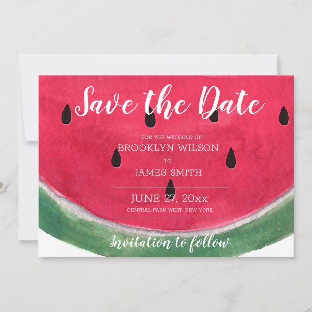 Summer Wedding Save The Date Cards Watermelon (Front)