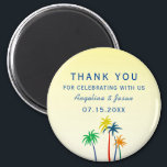 Summer Wedding Thank You Favour Magnet<br><div class="desc">Simple,  unique,  colourful palm trees sketch,  in combination with calm yellow ombre background.
Modern,  tropical,  exotic summer wedding thank you magnet.</div>