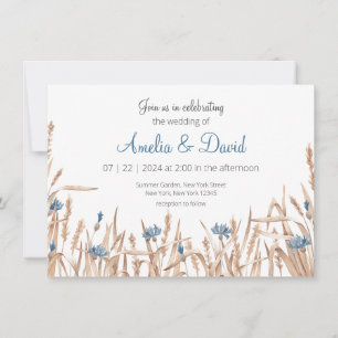 Summer Wedding Wildflowers Minimalist Wedding Invitation