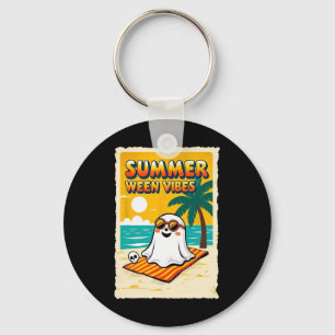 Summer Ween Vibes Ghost Beach Fun Halloween Teesum Key Ring