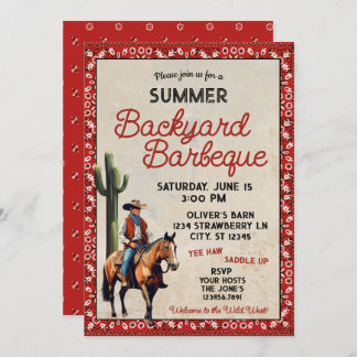 Summer Western Cowboy Backyard Barbeque Invitation
