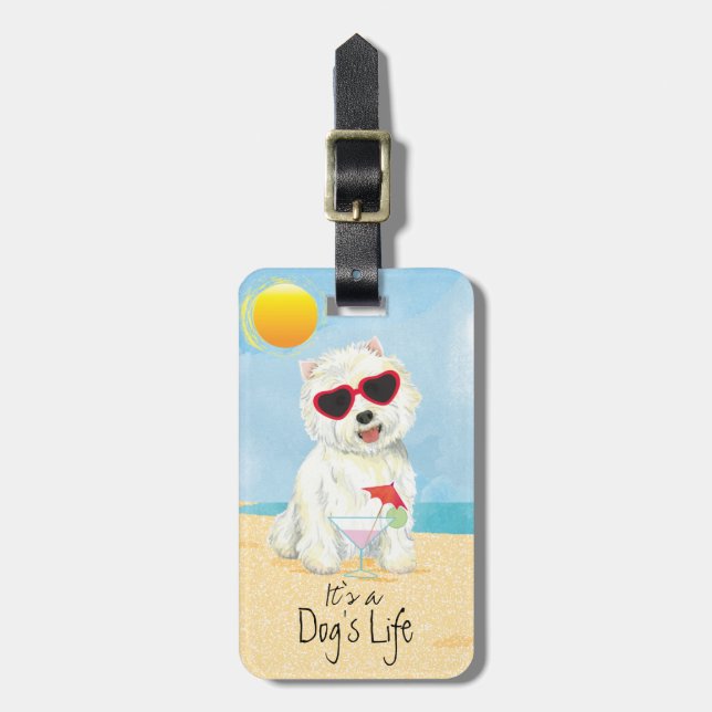 Summer Westie Luggage Tag (Front Vertical)