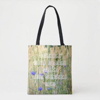 Summer wheat field with cornflowers tote bag