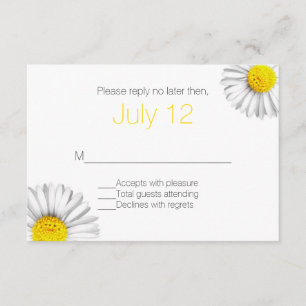 Summer White Daisies Wedding RSVP Card