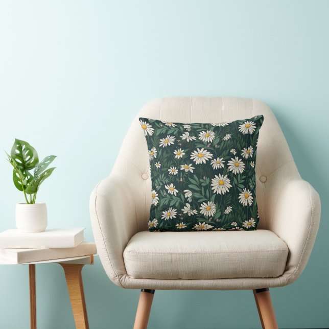 Summer White Daisy Meadow Cushion (Chair)