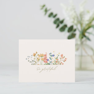 Summer Widlflower Boho Wedding Thank You Postcard
