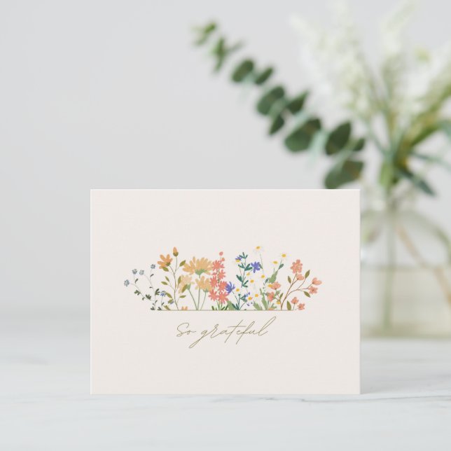 Summer Widlflower Boho Wedding Thank You  Postcard (Standing Front)