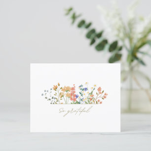 Summer Widlflower Boho Wedding Thank You  Postcard