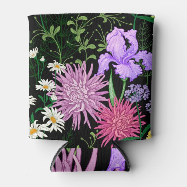 Summer Wild Flowers Seamless Sketch Can Cooler (Front)