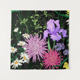 Summer Wild Flowers Seamless Sketch Tapestry