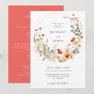 Summer Wildflower All in One Wedding Invitation