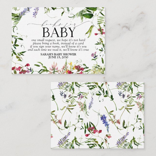 Summer Wildflower Baby Shower Book Request Enclosure Card (Front/Back)