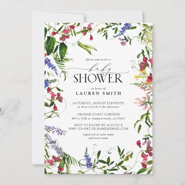 Summer Wildflower Baby Shower Invitation (Front)