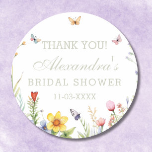 Summer Wildflower Boho Bridal Shower Thank You Classic Round Sticker