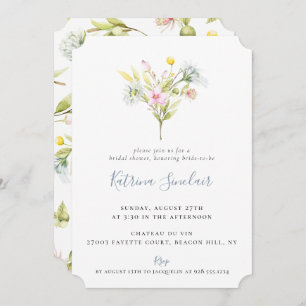 Summer Wildflower Bouquet Bridal Shower Invitation