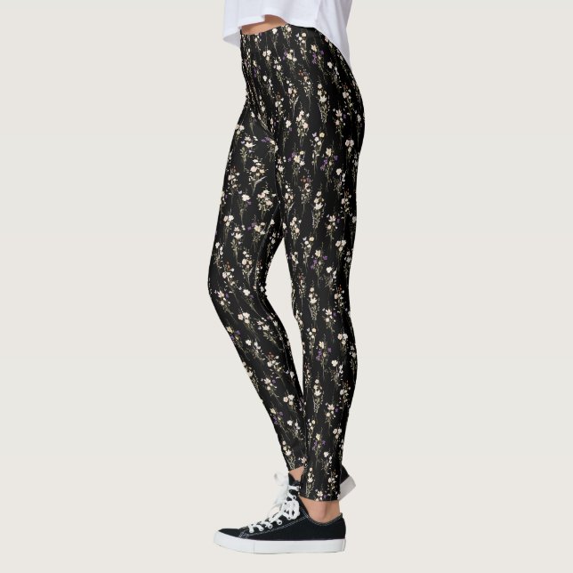 Summer Wildflower Bouquets Abstract Design Leggings (Left)