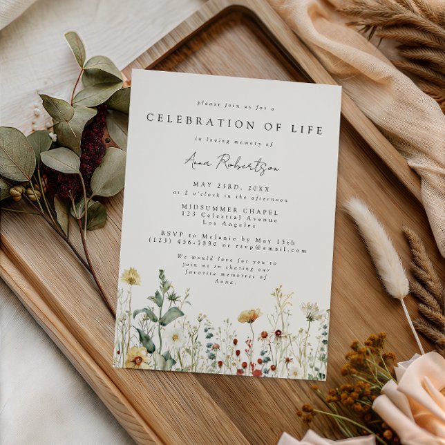 Summer Wildflower Celebration of Life Funeral Invitation (Creator Uploaded)