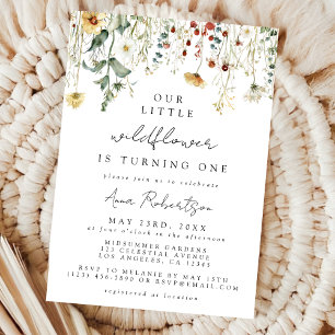 Summer Wildflower Field 1st Birthday Invitation