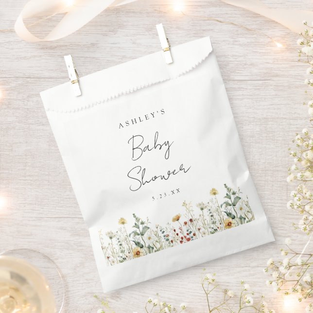 Summer Wildflower Field Baby Shower Favour Bags (Clipped)
