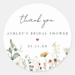Summer Wildflower Field Bridal Shower Classic Round Sticker