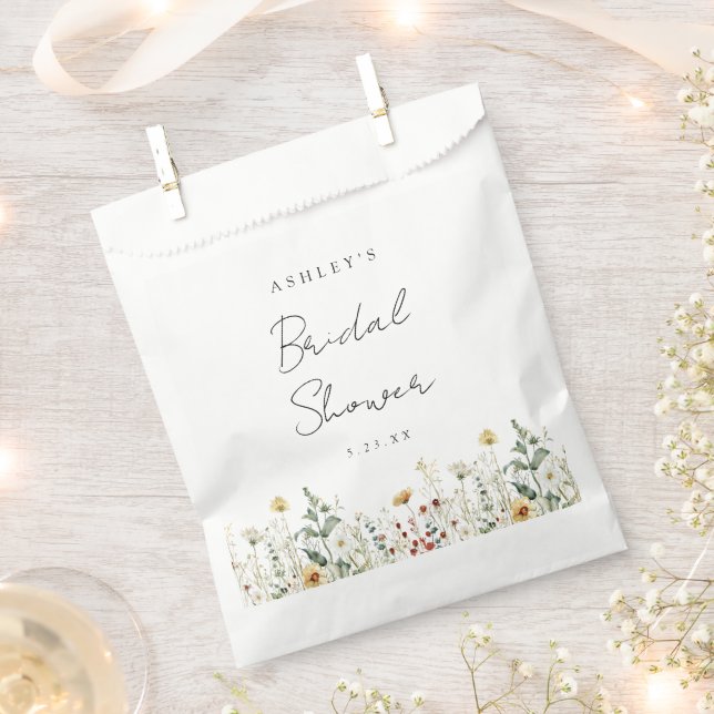 Summer Wildflower Field Bridal Shower Favour Bags (Clipped)