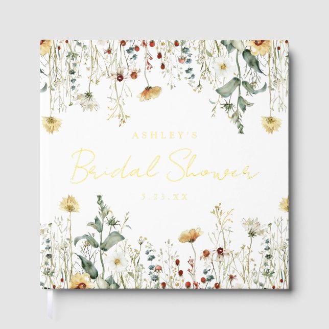 Summer Wildflower Field Bridal Shower Guest Book (Front)