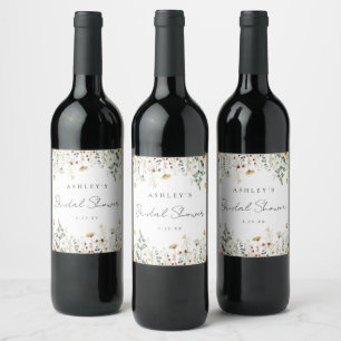 Summer Wildflower Field Bridal Shower Wine Label