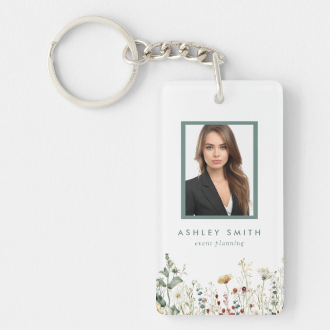 Summer Wildflower Field Employee ID Key Ring (Front)