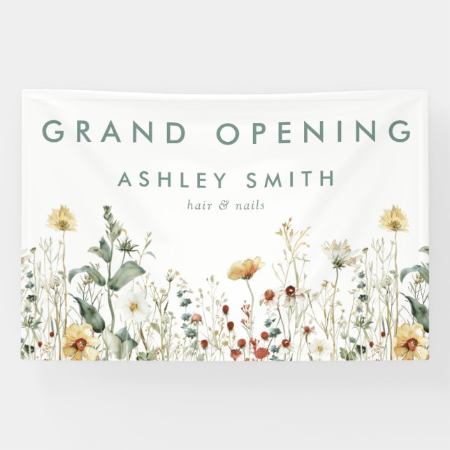 Summer Wildflower Field Grand Opening Banner (Horizontal)