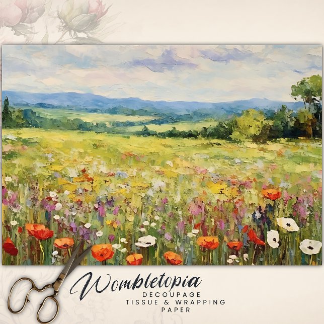 Summer Wildflower Field Oil Painting Decoupage Tissue Paper (Creator Uploaded)