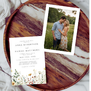 Summer Wildflower Field Photo Wedding Invitation