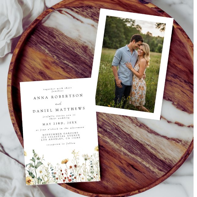 Summer Wildflower Field Photo Wedding Invitation (Creator Uploaded)