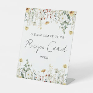Summer Wildflower Field Recipe Card Pedestal Sign