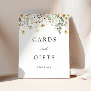 Summer Wildflower Field Wedding Cards and Gifts Pedestal Sign
