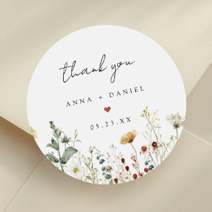 Summer Wildflower Field Wedding Classic Round Sticker