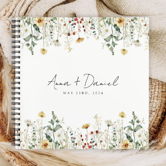 Summer Wildflower Field Wedding Guest Book