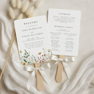 Summer Wildflower Field Wedding Hand Fan