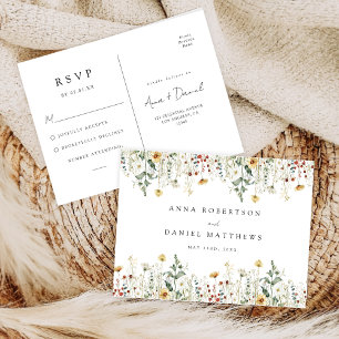 Summer Wildflower Field Wedding Response Postcard