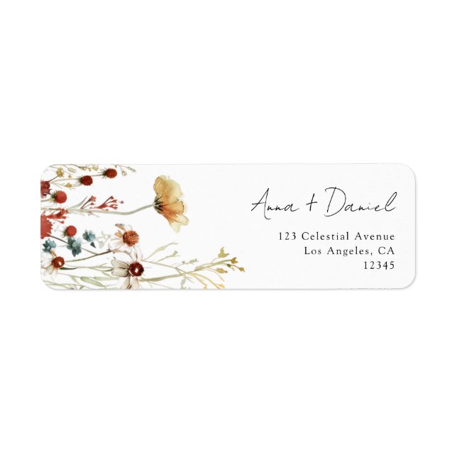 Summer Wildflower Field Wedding Return Address Lab (Front)