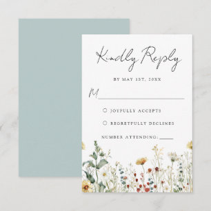 Summer Wildflower Field Wedding RSVP Card