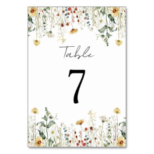 Summer Wildflower Field Wedding Table Number