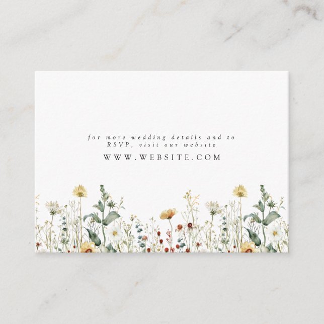 Summer Wildflower Field Wedding Website Enclosure Card (Front)