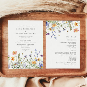 Summer Wildflower Garden All-in-One Wedding Invitation