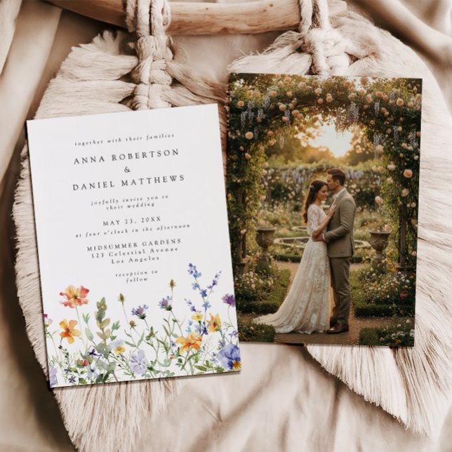 Summer Wildflower Garden Photo Wedding Invitation (Creator Uploaded)
